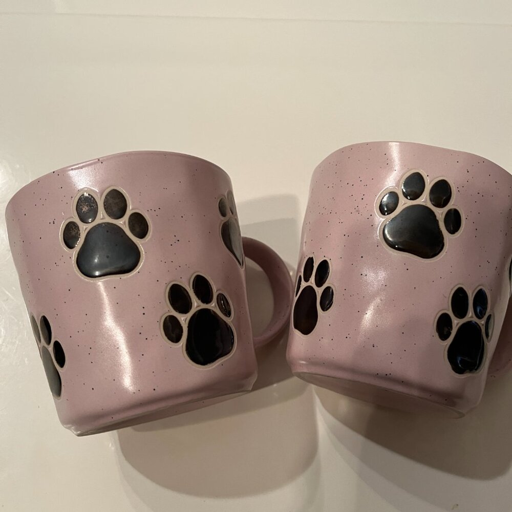 Dog Paw Print Mugs (Set of 2 /‎ new) (pet/x)